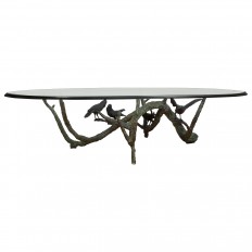 Patinated bronze aviary form coffee table 